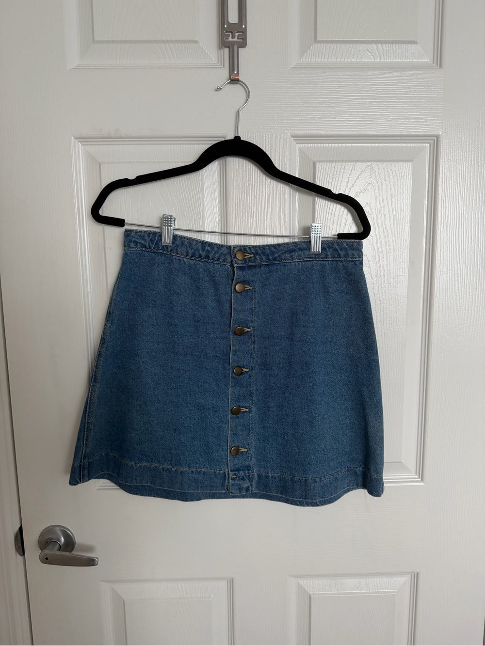 American Apparel Blue Denim Button-Front Mini Skirt